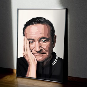 ROBIN WILLIAMS PORTRAIT — digital artwork painting bold modern minimalistic aesthetic wall art poster