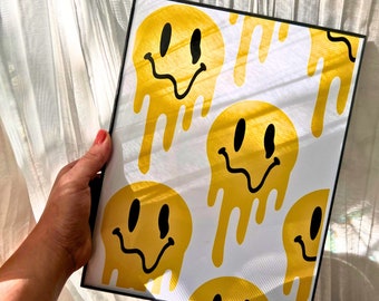 Impression ACID SMILEY DRIP - art mural techno house, musique rave