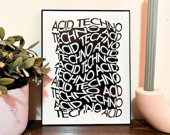 ACID TECHNO BLACK - art mural techno house, musique rave