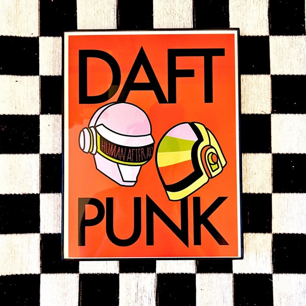 DAFT PUNK helmets print - techno club aesthetic rave EDM house music wall art