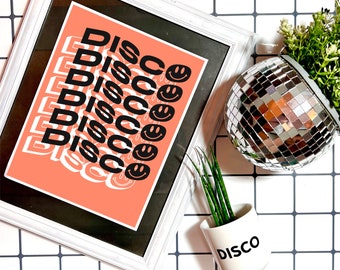 DISCO SMILES print - disco club rave house music wall art