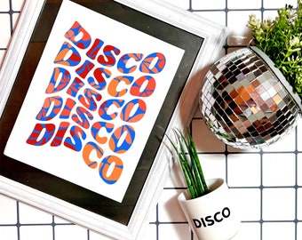 DISCO FLOWER POWER print - disco club rave house music wall art