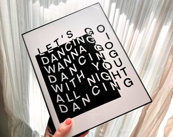 LET'S GO DANCING - house music techno club rave wall art - noir