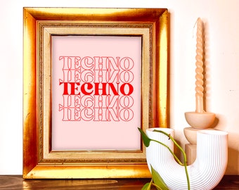 TECHNO TECHNO TECHNO  — music art print techno rave modern edm wall art poster