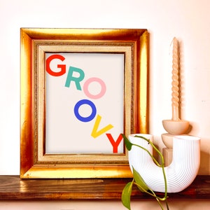 GROOVY LETTERS retro funky groovy modern rave music print edm wall art poster image 7