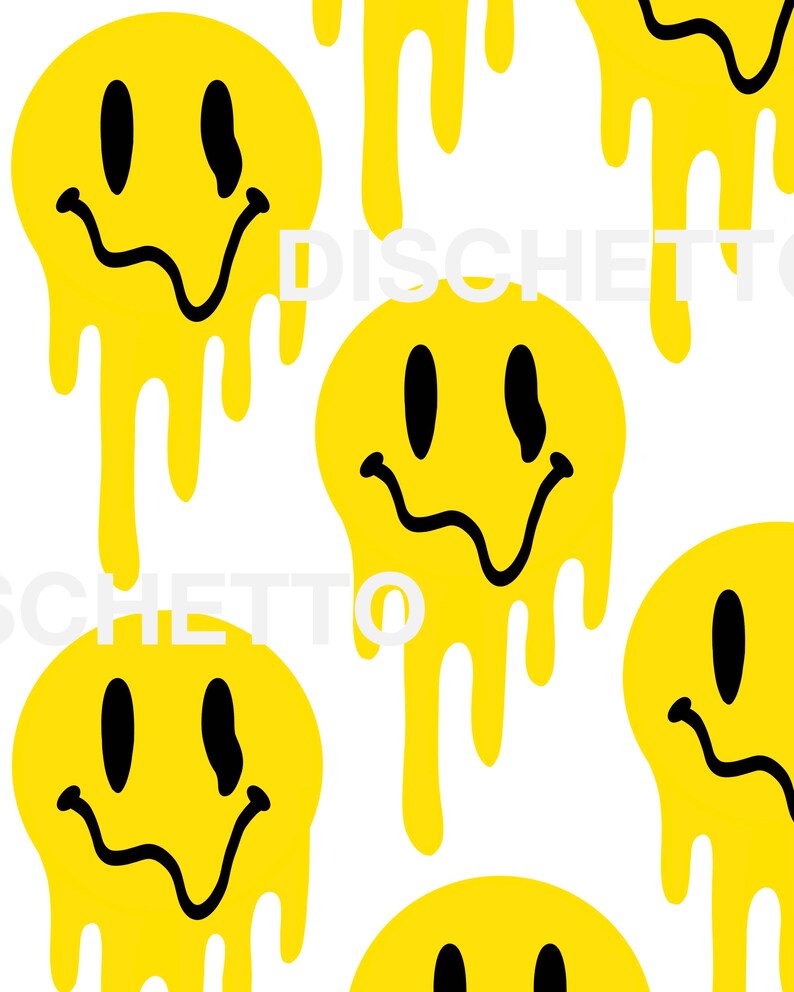 ACID SMILEY DRIP Print Techno House Music Wall Art Etsy