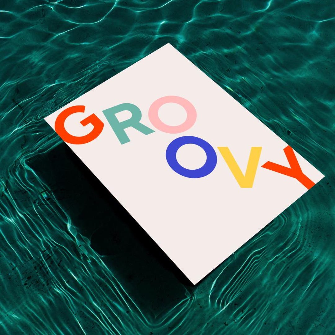 GROOVY LETTERS — Retro Funky Groovy Modern Rave Music Print Edm Wall ...