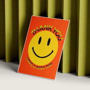 ACID SMILEY Thank You Print - techno rave club aesthetic house music wall art