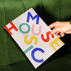 MUSIQUE HOUSE — affiche d&#39;art mural edm musique house moderne rétro funky groovy rave club esthétique