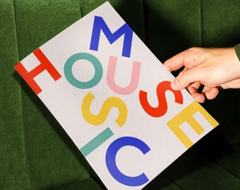 HOUSE MUSIC print - Boho Dopamin Dekor, Rave Club EDM Wand Kunst Poster