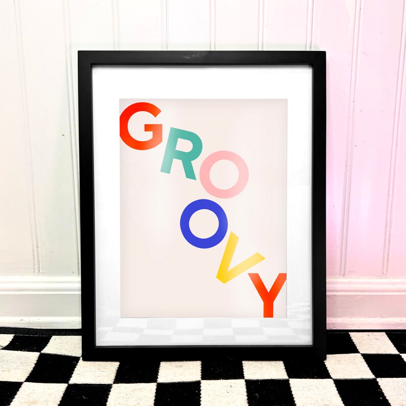 GROOVY LETTERS retro funky groovy modern rave music print edm wall art poster image 2