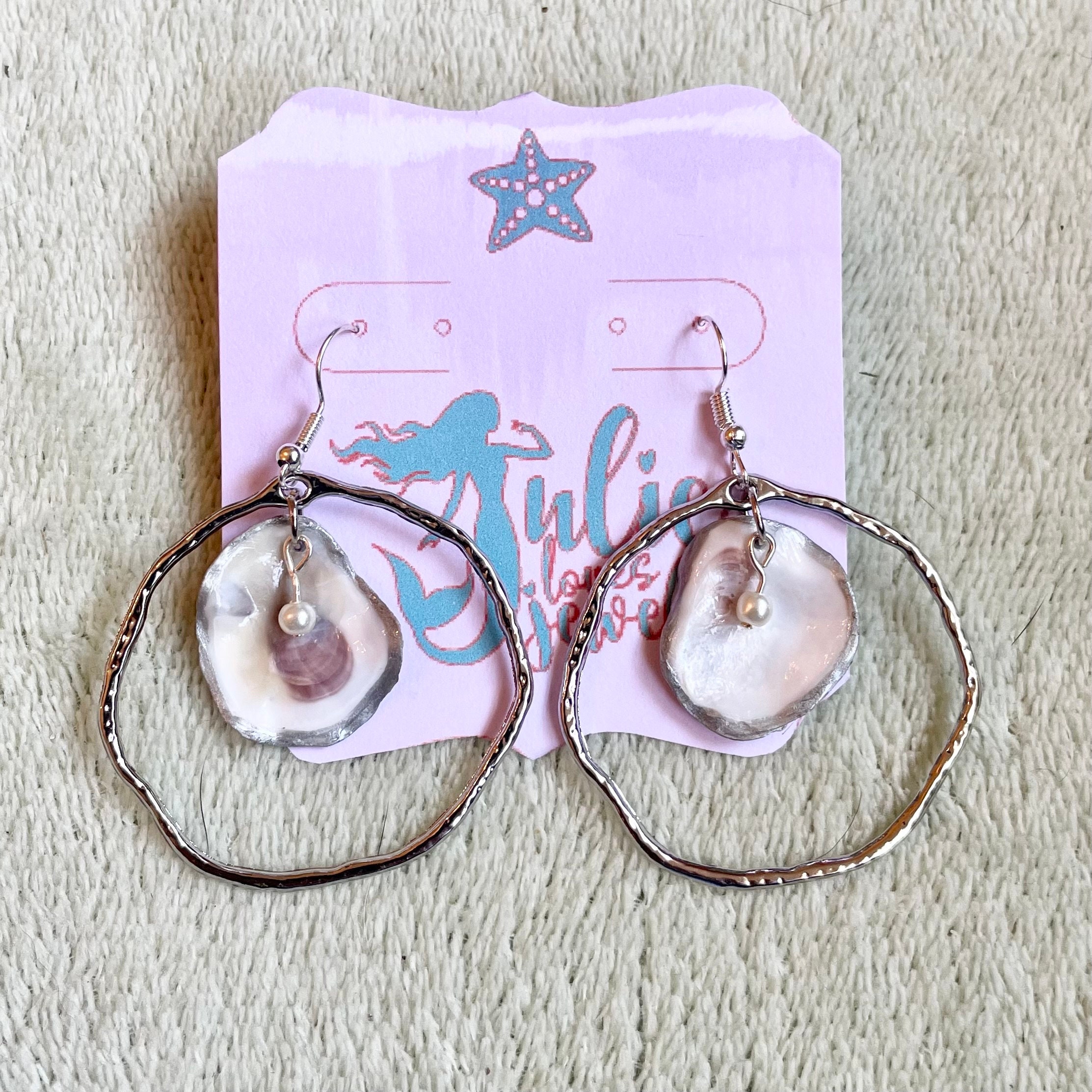 [Julie Vos]  Sanibel Shell Hoop & Charm Earrings-Pearl-OS main image 1