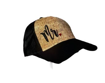 Sr. y Sra. (COMBO) Gorra Snapback Visera plana: Corcho / Visera negra / Malla