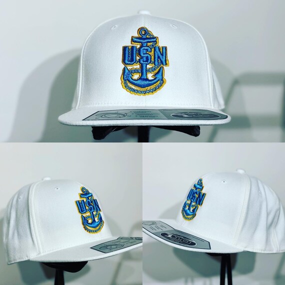 Navy Chief White Snapback. Available in 