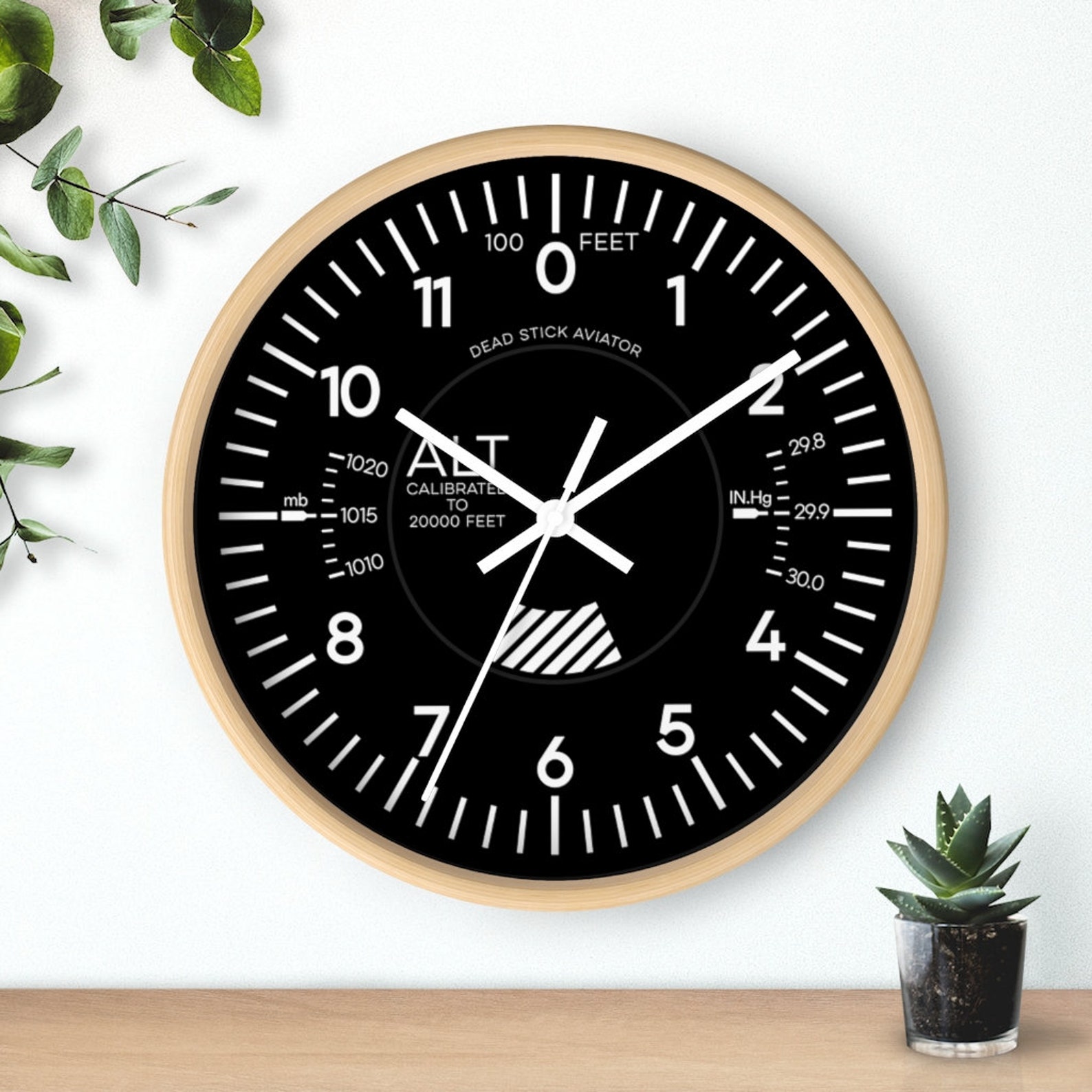 Altimeter Wall Clock for Pilot // Aviation Themed Clock // Etsy