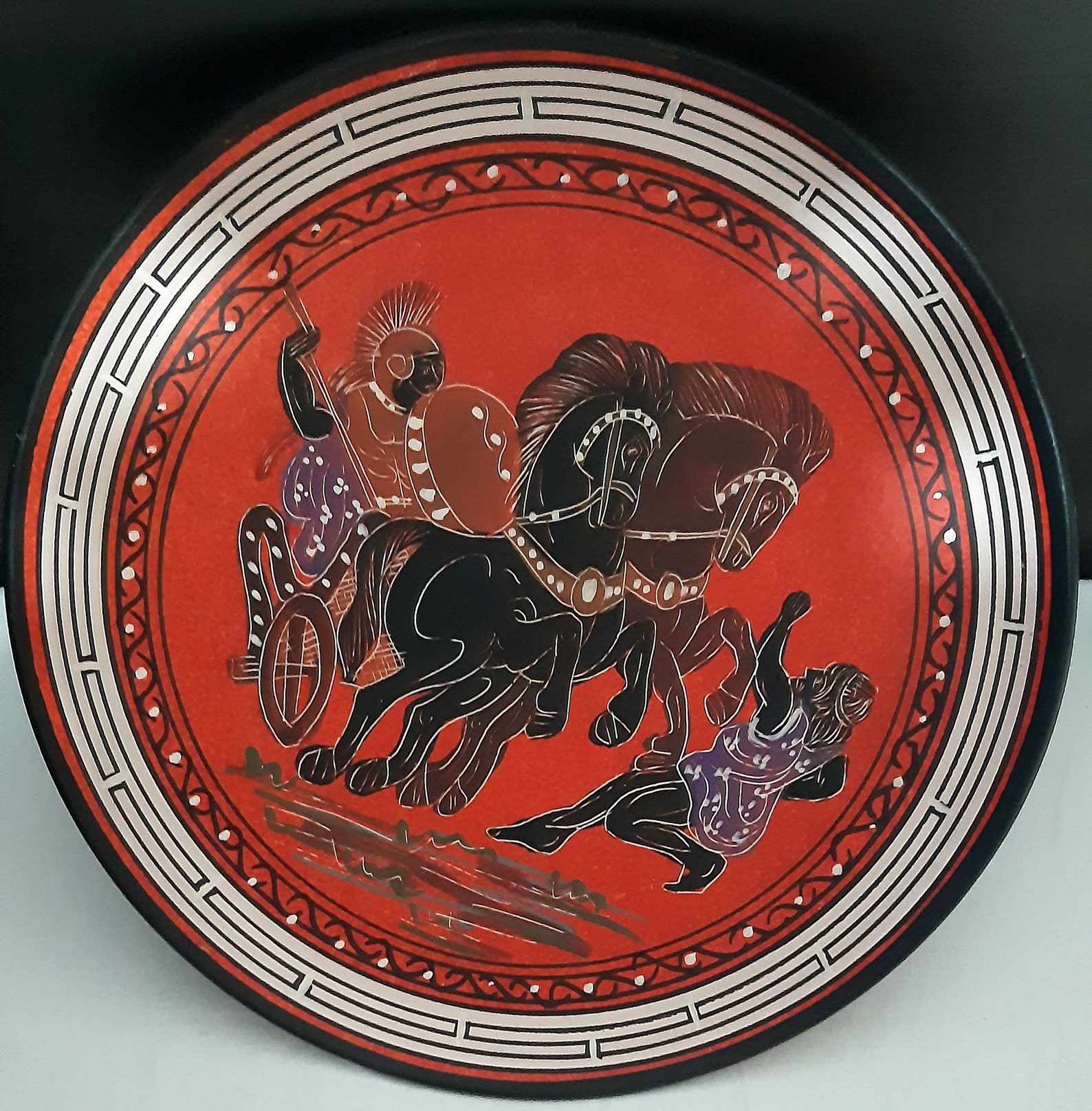 Vintage Greek Wall Plate/dish Handmade Hand Painted Ceramic Museum Copy