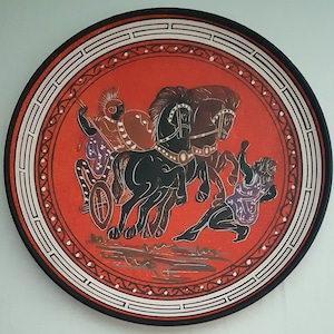 Vintage Greek Wall Plate/Dish Handmade Hand Painted Ceramic Museum Copy Collectible