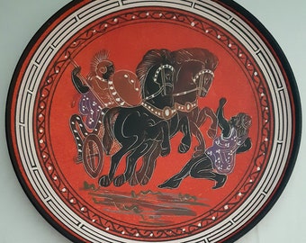 Vintage Greek Wall Plate/Dish Handmade Hand Painted Ceramic Museum Copy Collectible