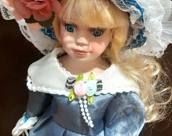 Vintage Porcelain Doll, , Fashion Doll, Antique Collectible Doll,