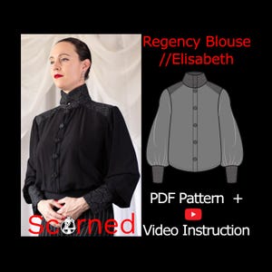 Regency Blouse // Elisabeth - Sewing Pattern Printable PDF download, alt, goth, corporate goth, office, high class