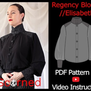 Wzór na bluzkę w stylu regencji - do wydrukowania przez Scorned Clothing - Alt, gotycki, korporacyjny gotycki, biuro, wysoka klasa