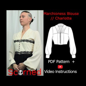 The Marchioness Blouse // Charlotte SEWING PATTERN PDF - Alt, goth, corporate goth, office, high class