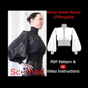 Blusa con mangas abullonadas // Morgana - Patrón de costura imprimible en PDF