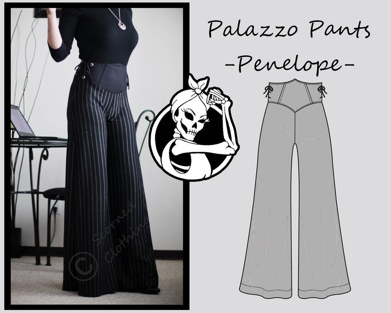 Palazzo Pants Sewing Pattern PDF Printable by Scorned Clothing image 1