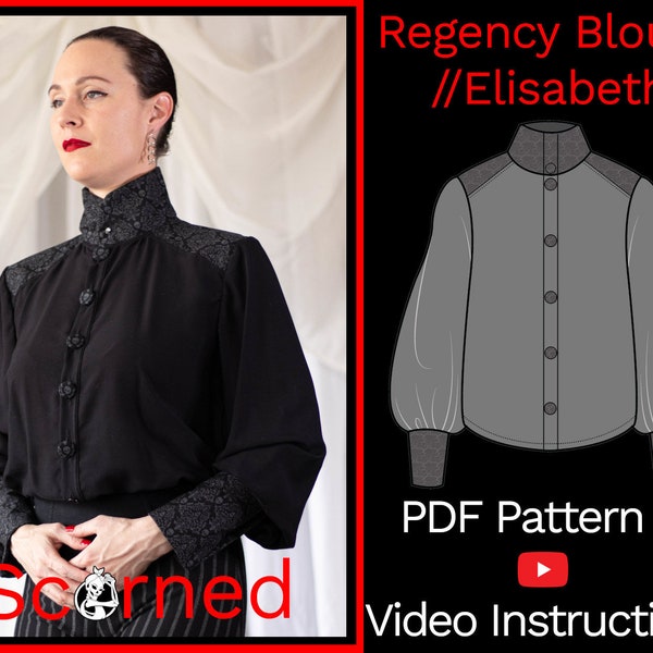 Regency Blouse Sewing Pattern - Printable by Scorned Clothing