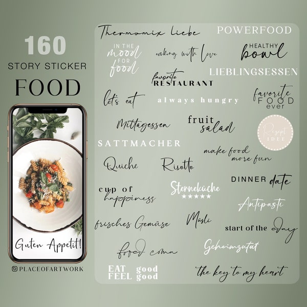 160+ Instagram Story Sticker Food Basic kochen Küche Dinner Zitate Sprüche wallpaper vegan rosegold digital png
