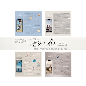 570+ Instagram Story Sticker Bundle 4 xxl Summer Travel Basic Mixed love Brushstrokes Sommer Reisen Urlaub Strand digital png