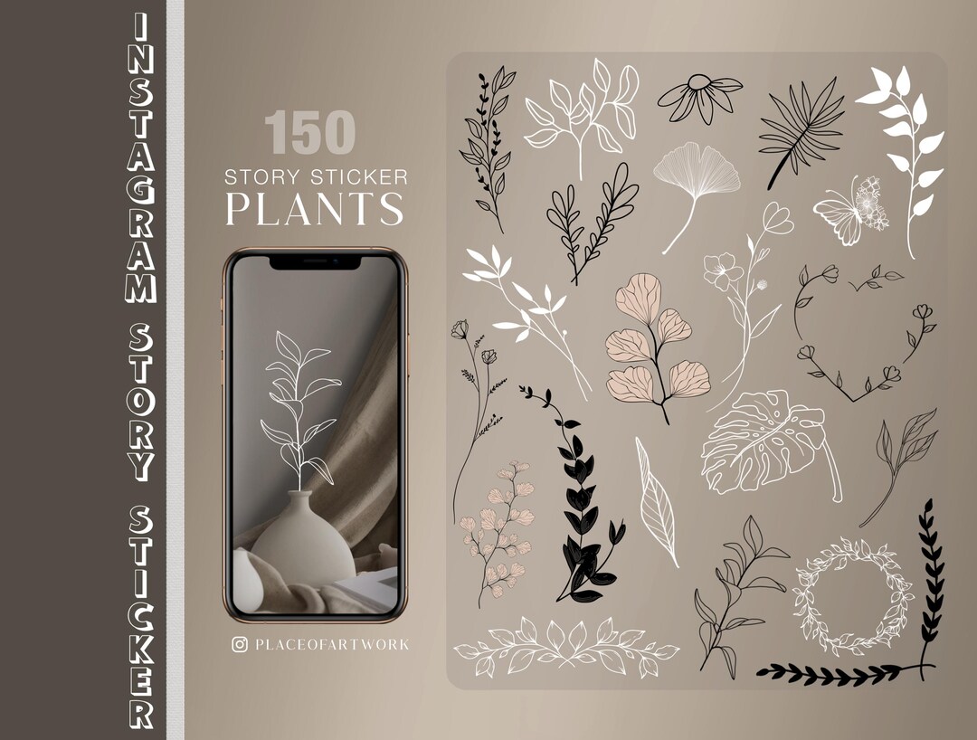 150+ Instagram Story Sticker Plants Flowers Botanical Floral Flowers ...