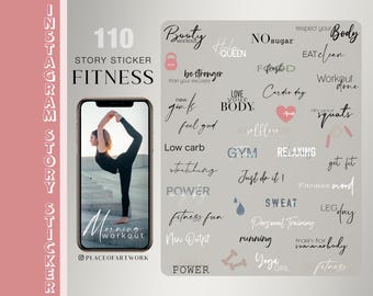 110+ Instagram Story Stickers Sport Fitness Instagram Gym Sporty Craft Sports running yoga workout png digital basic
