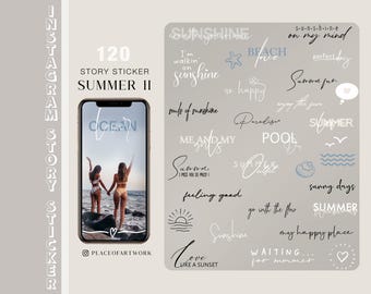 120+ Instagram Story Stickers Summer travel Holiday vacation family love Storysticker basic digital png Stickers