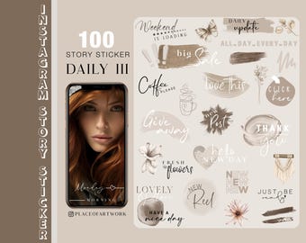 100+ Instagram Story Sticker Daily III everyday Basic weekdays brushstrokes good morning everyday beige clipart png