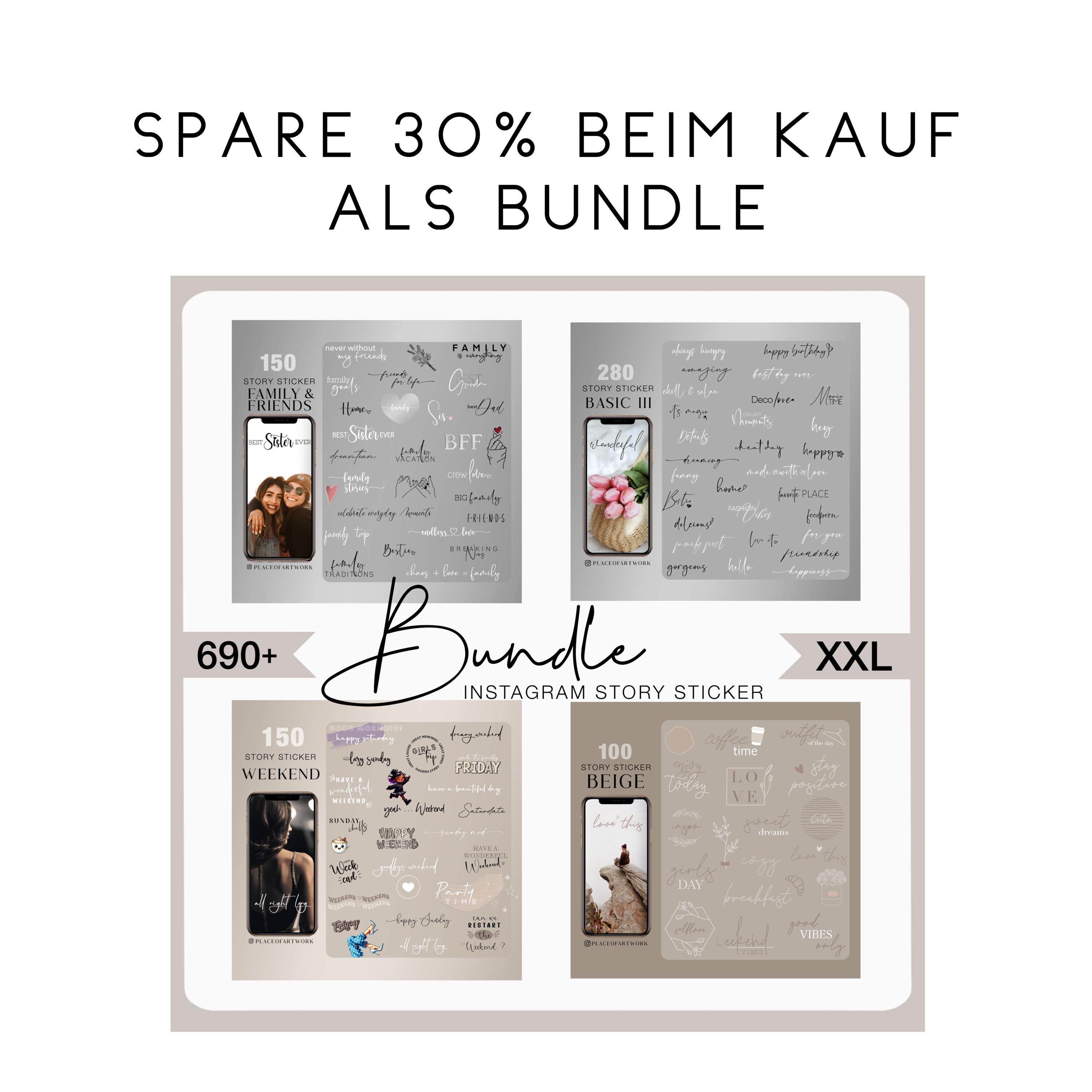 280+ Instagram Story Sticker Basic Daily XXL Edition Words Black and ...
