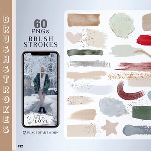 60 Pinselstriche Instagram Story planner Stickers Winter Christmas neutral Digital png Clipart brush strokes glitter
