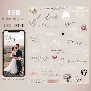 150+ Instagram Story Stickers Wedding Wedding Quotes Bride Marry Honeymoon Flower botanical Shooting brushstrokes clipart Frames png