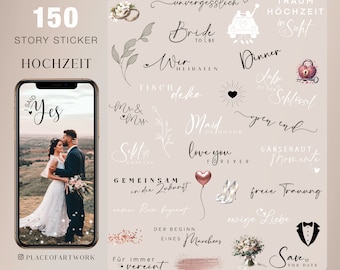 150+ Instagram Story Sticker Hochzeit Wedding Quotes Braut Heiraten Honeymoon Flower botanical Shooting brushstrokes clipart Frames png