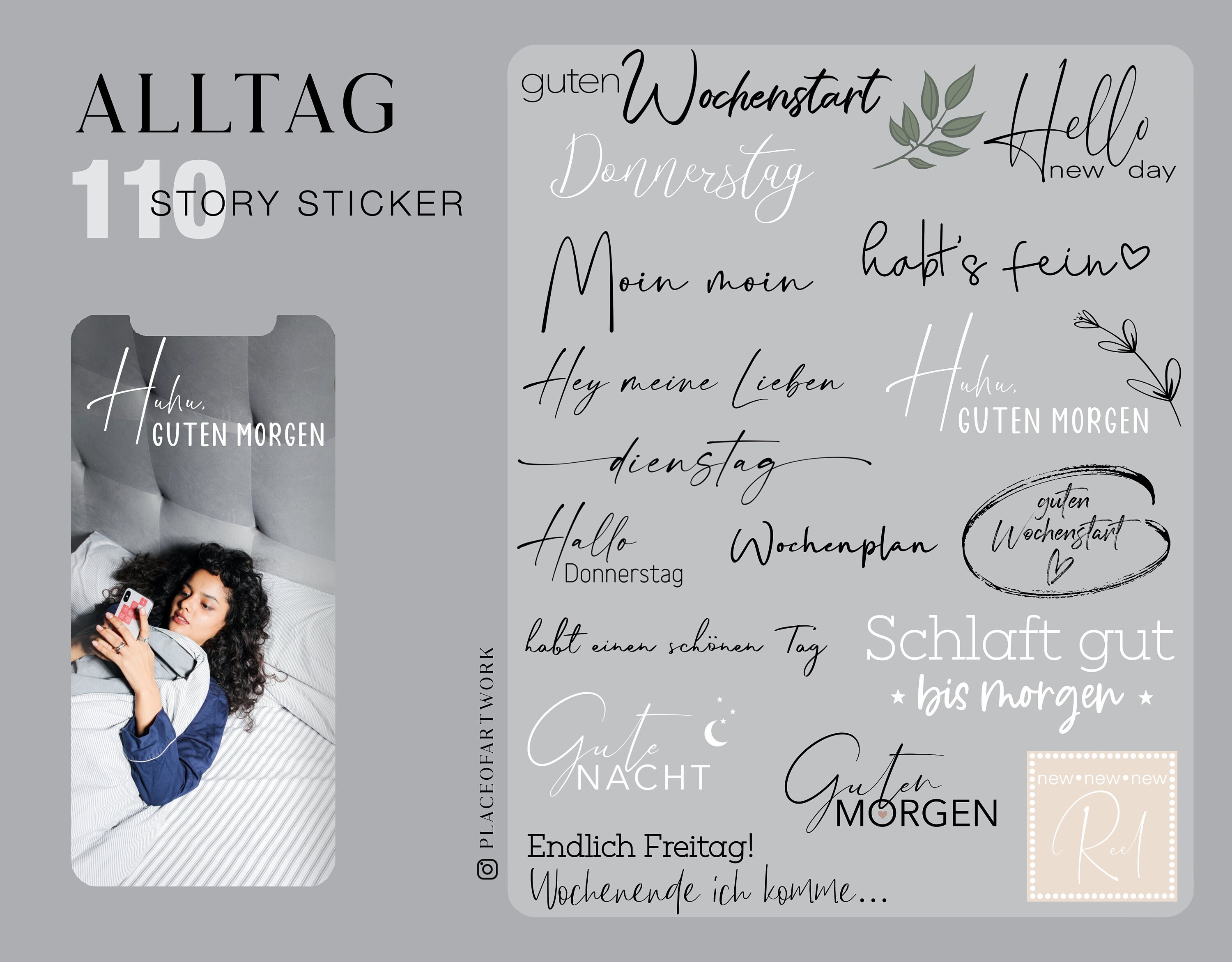 110 Instagram Story Sticker Basic Daily everyday Wochentage - Etsy.de