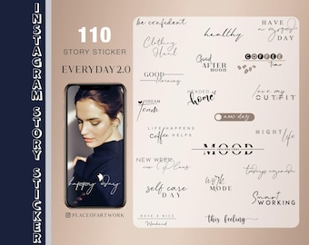 Mais de 110 adesivos para histórias do Instagram todos os dias 2.0 Básico Diário letras de bom dia todos os dias clipart bege digital png
