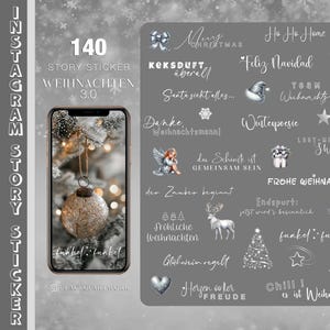 Más de 140 pegatinas para historias de Instagram, Navidad 3.0, Adviento, invierno, Navidad, fondo de pantalla, marcos de amor familiar, imágenes digitales en alemán, PNG