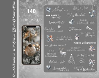Mais de 140 adesivos para histórias do Instagram Natal 3.0 Advento Inverno Papel de parede de Natal Molduras de amor para família Deutsch Digital PNG