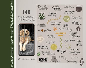 Mais de 140 figurinhas para Stories do Instagram: Bem-estar Animal, Patinhas de Cachorro, Gato, Animais de Estimação, Histórias de Amor, Resgate, Adote, Não Compre, Patrocinadores Procurados, PNG Digital