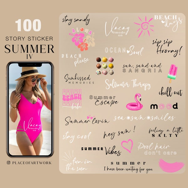 100+ Instagram Story Sticker Summer IV Beach travel Holiday vacation family love Storysticker basic digital png Stickers