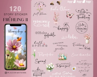 120+ Instagram Story Sticker Frühling Ostern Garten Spring flowers botanical Basic clipart digital Stickers png