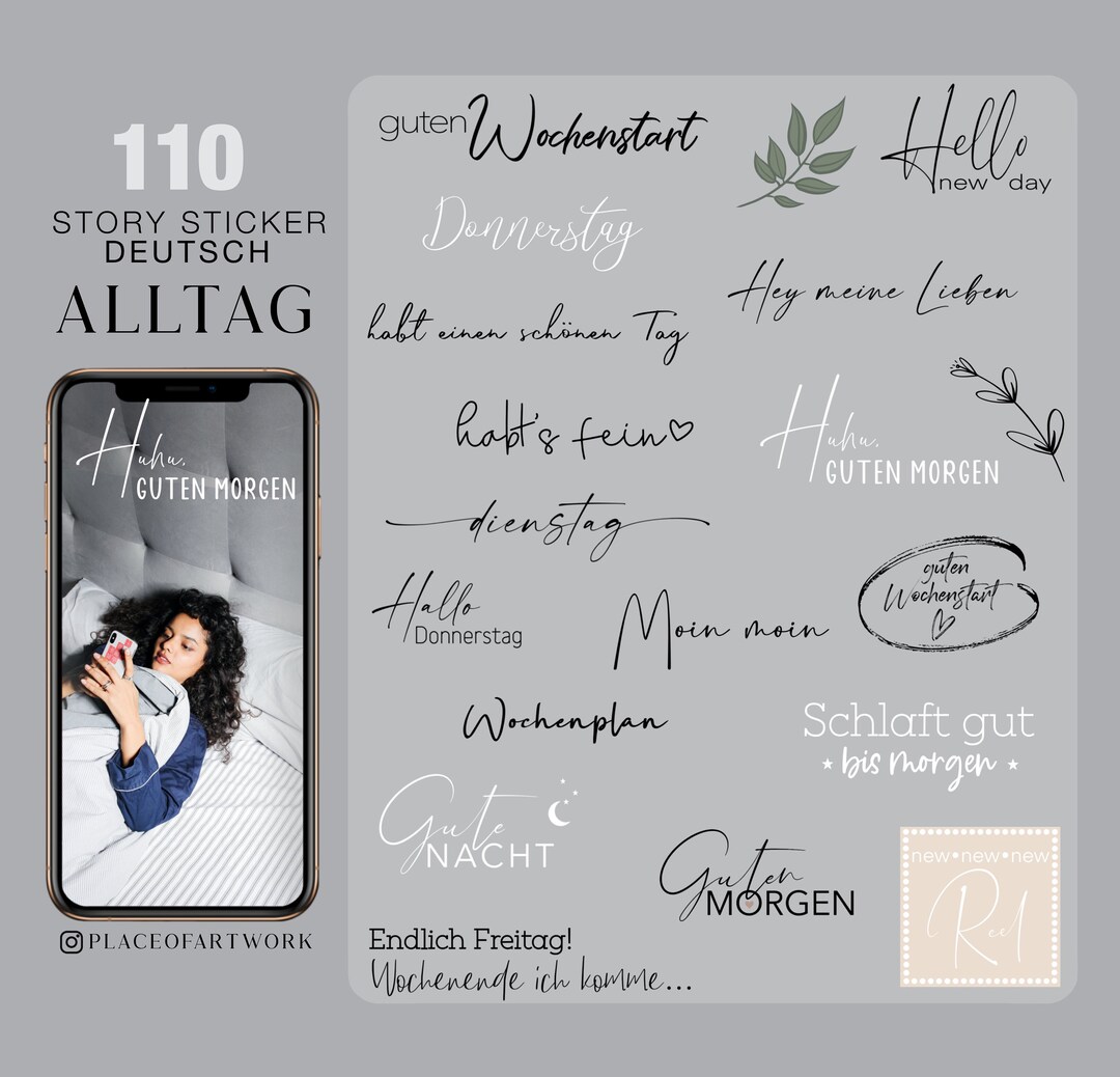 110 Instagram Story Sticker Basic Daily everyday Wochentage - Etsy.de