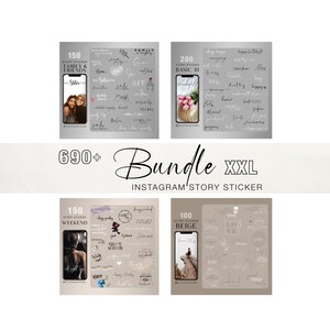 690+ Instagram Story Sticker Bundle 6 xxl Basic Weekend Mixed Beige Family Friends weekdays plants brushstrokes good morning png
