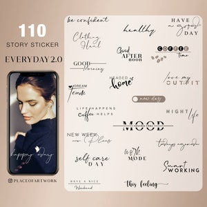 110+ Instagram Story Sticker everyday 2.0 Basic Daily Weekdays Lettering Good Morning Everyday Life beige clipart digital png