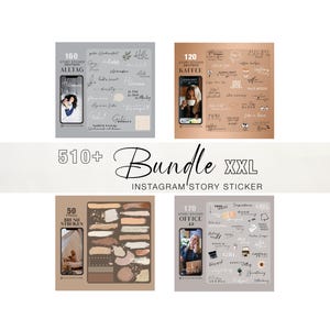 510+ Instagram Story Sticker Bundle 5 xxl Basic Alltag Office Brushstrokes Kaffee weekdays plants good morning png